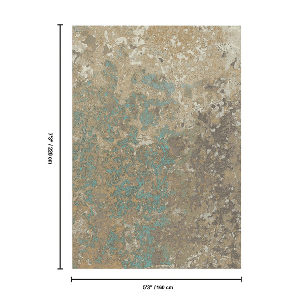 English Elm Artistic Turquoise Low Pile Area Rug Machine Made in Turkey for Living Rooms B186P428939