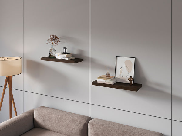English Elm Ecco Dark Oak 31.5" Floating Shelves Set of 2 with Hidden Brackets, Sturdy Modern Wall Storage B070P351140