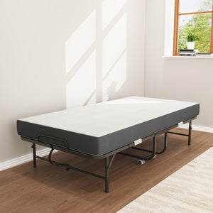 English Elm 75" Extra Long Folding Bed for Tall People with 5" Memory Foam, 450lb Steel Frame, Wheels, Portable Rollaway Comfort T2398P290413