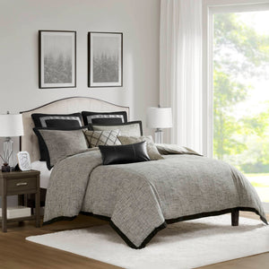 JLA Home Madison Park Signature - Comforter Madison Park Signature Chenille Jacquard Queen Set — Luxe Hotel-Inspired Grey Elegance 96 L x 92 W x 1.5H MPS10-546