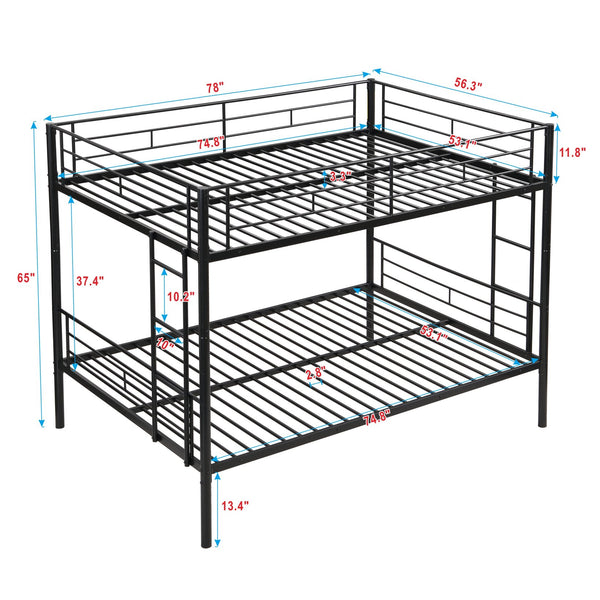 English Elm Full Over Full Metal Bunk Bed – Space-Saving Design, Easy Assembly, No Box Spring Required! W311S00050