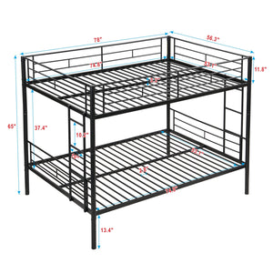English Elm Full Over Full Metal Bunk Bed With Trundle - Durable, Space-Saving, Easy Assembly & Safety Features W311S00051