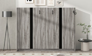 English Elm Full Full Size Murphy Bed Cabinet Gray — Space-Saving Fold-Down Full Bed with 800lb Capacity, Sleek Design N709P002048D