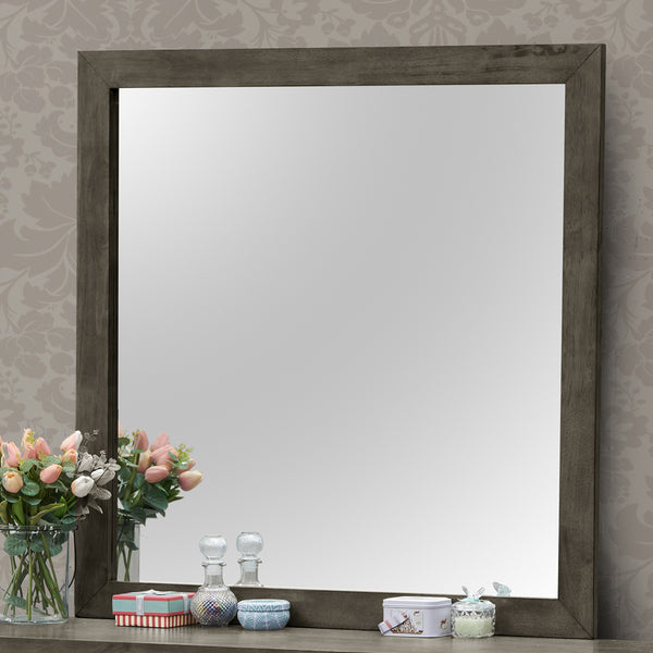 English Elm Chic Gray Wall Mirror 41" x 41" — Transitional Sleek Frame, No Assembly, Particle Board, Versatile Decor Enhancer B078108128