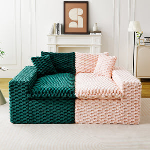 English Elm Luxury Color-Block Turtle Velvet Sofa – Versatile Modular Design For Cozy Living Room Comfort & Style W3371S00049