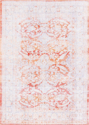 Unique Loom Timeless Thaddeus Machine Made Overdyed Rug Rust Red, Ivory/Violet/Orange 7' 7" x 10' 6"