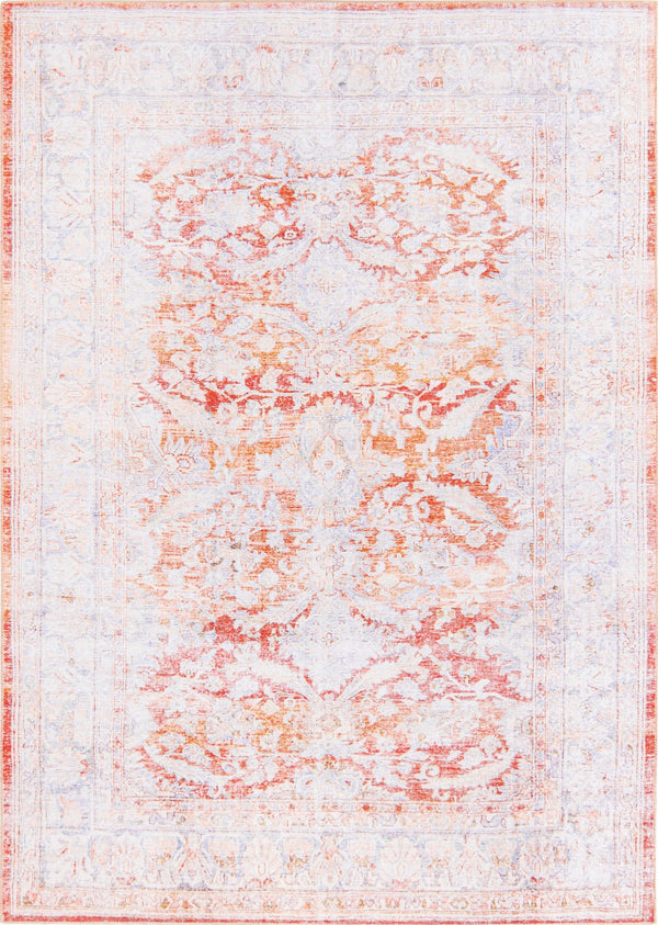 Unique Loom Timeless Thaddeus Machine Made Overdyed Rug Rust Red, Ivory/Violet/Orange 7' 7" x 10' 6"