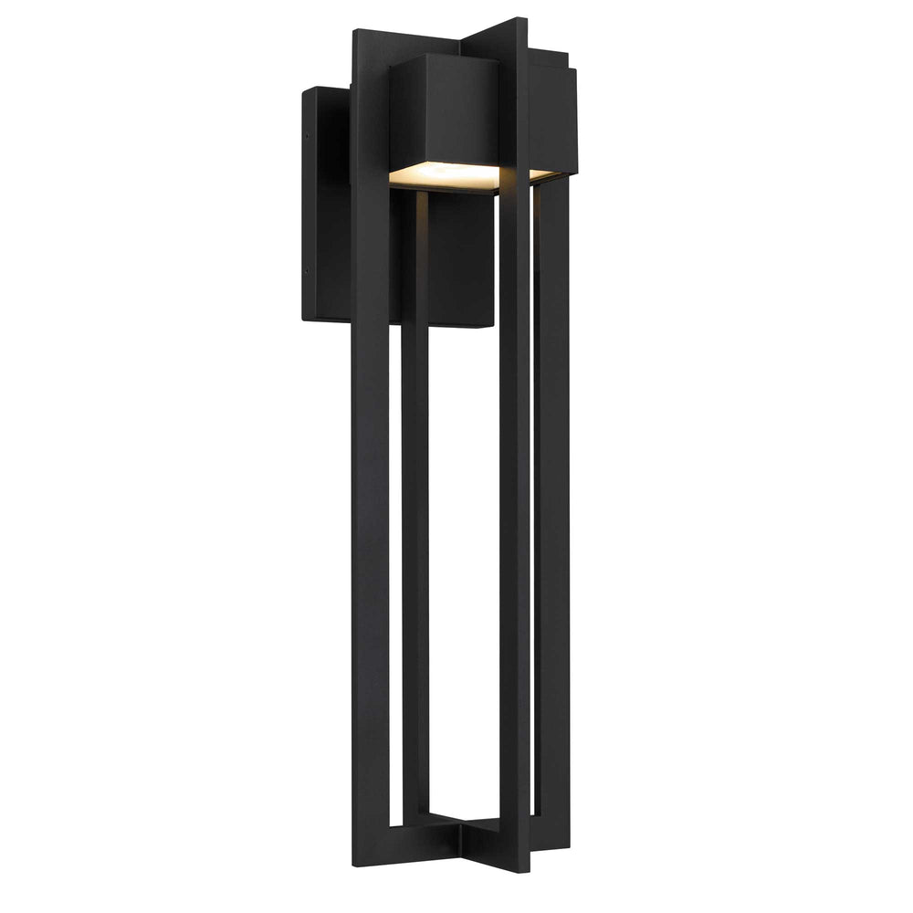 English Elm 23 Inch Matte Black Integrated Led Outdoor Wall Sconce with Sand Blast Glass Diffuser B370P414032