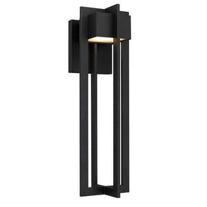 English Elm 23 Inch Matte Black Integrated Led Outdoor Wall Sconce with Sand Blast Glass Diffuser B370P414032
