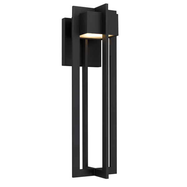 English Elm 23 Inch Matte Black Integrated Led Outdoor Wall Sconce with Sand Blast Glass Diffuser B370P414032
