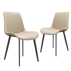 English Elm Beige Pu Leather Dining Chairs Set Of 2 - Modern, Durable, Ergonomic For Kitchen, Office & More! T3967P384117
