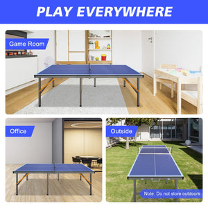 English Elm 5ft Foldable Ping Pong Table Mdf Surface Steel Legs Solo Practice Indoor Game Room W1408P272363