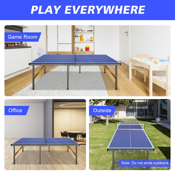 English Elm 5ft Foldable Ping Pong Table Mdf Surface Steel Legs Solo Practice Indoor Game Room W1408P272363