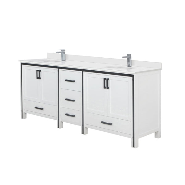 English Elm White Double Bath Vanity With Quartz Top & Faucet Set - Modern Elegance For Spacious Bathrooms B2731P260660-GIGA