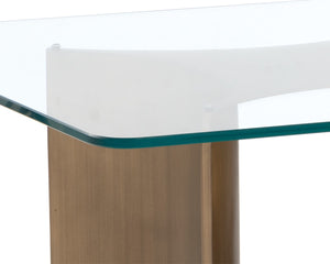 Sunpan DENVER Artisan-Crafted Coffee Table with Glass Top & Antique Brass Base for Modern Living Rooms 109556