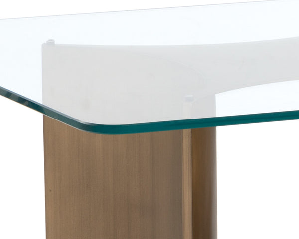 Sunpan DENVER Artisan-Crafted Coffee Table with Glass Top & Antique Brass Base for Modern Living Rooms 109556