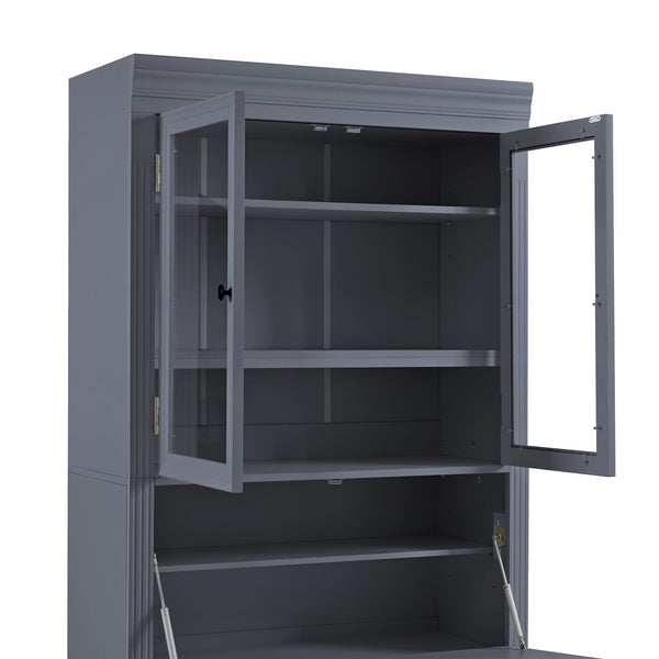 English Elm Topmax Shaker Pantry Cabinet with Drawers Power Outlet and Glass Doors SP000094AAE