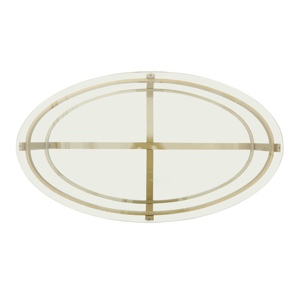 English Elm Christopher Knight Home® - COFFEE Antique Brass Glass Coffee Table 49" L Elegant Mid-Century Design Durable Tempered Top 63451.00