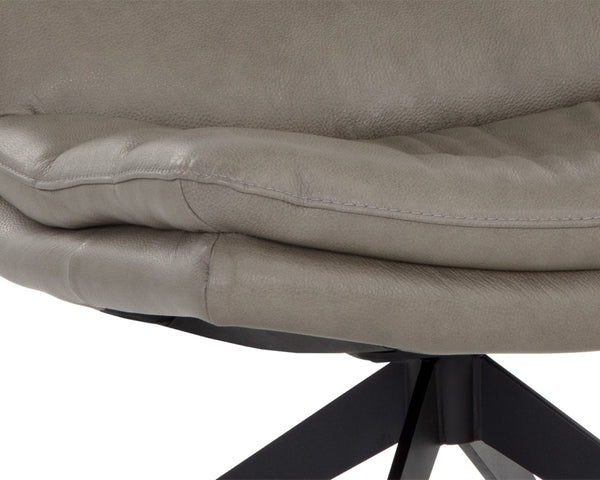 Sunpan KELLER Swivel Lounge Chair in Missouri Stone Leather - Mid-Century Modern Comfort & Style 108722