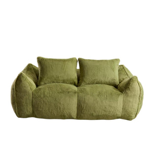 English Elm Giant Ultra Soft Fluffy Loveseat Bean Bag Sofa for Adults, Oversized Shredded Foam Couch with Pillows Green W3723P353897