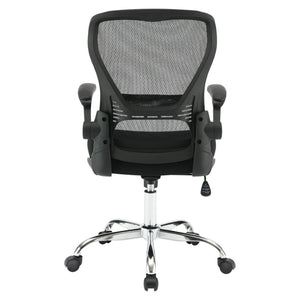OSP Home Furnishings Mesh Back Ergonomic Office Chair with Lumbar Support Flip up Arms and Foam Seat Cushion Black EM96809C-3