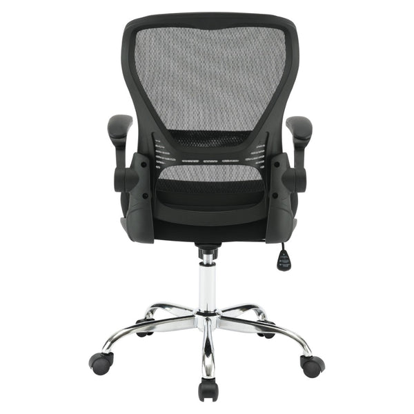 OSP Home Furnishings Mesh Back Ergonomic Office Chair with Lumbar Support Flip up Arms and Foam Seat Cushion Black EM96809C-3
