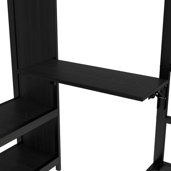English Elm Full Over Twin Bunk Bed With Integrated Wardrobe, Trundle, Foldable Desk & Noise-Reduced Design In Black W1580S00136