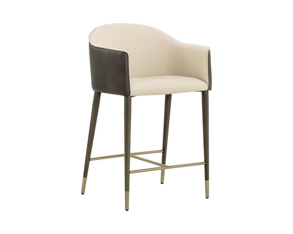 Sunpan KYLIN Modern Counter Stool - Dillon Cream & Bravo Ash Faux Leather, Stylish & Durable Design 112244