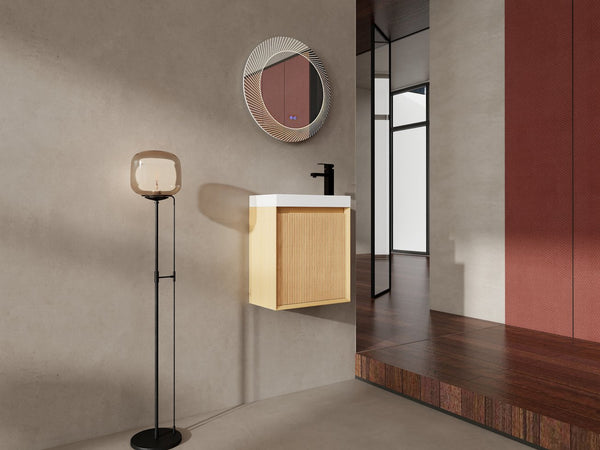 English Elm 18.5" Wall-Mounted Bathroom Vanity With Resin Sink & Soft-Close Door For Smart Space-Saving Design W1972P362127