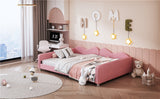 English Elm Full Size Upholstered Daybed, Sherpa Fabric Sofabed With Cloud-Shaped Backrest, No Box-Spring Needed, Pink