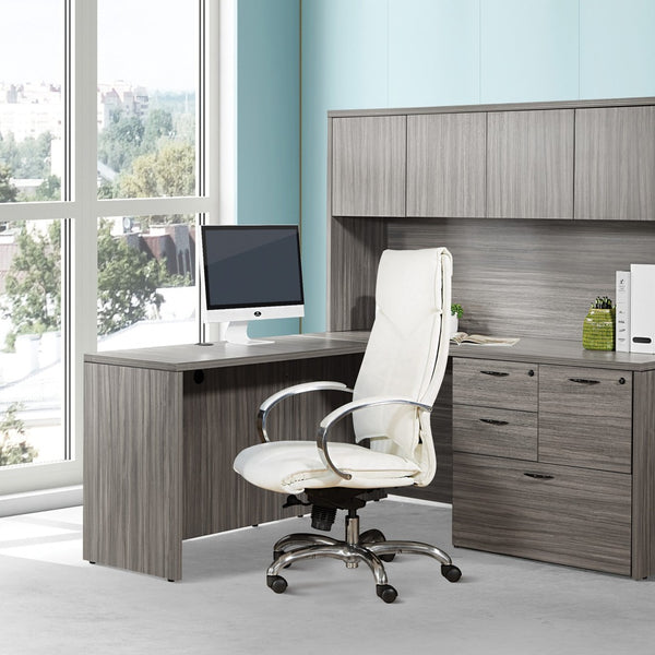 OSP Home Furnishings Deluxe Executive Faux Leather High Back Office Chair with Lumbar Support and Aluminum Base 7250-R101