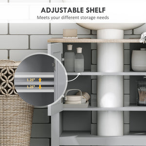 English Elm kleankin Pedestal Sink Storage Cabinet with Adjustable Shelf & Open Bottom, Gray MDF, 88lb Capacity, Space-Saving Design W2225P229558