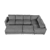 English Elm 121.3" Sectional Couch Sofa Bed Modular Sofa With Two Movable Ottomans For Living Room (Old Sku:N719S001640E), Gray