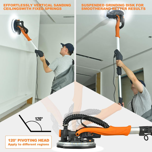 English Elm Drywall Sander 820w Direct Drive Telescopic with Vacuum Dust Collection and Led T3177P305032