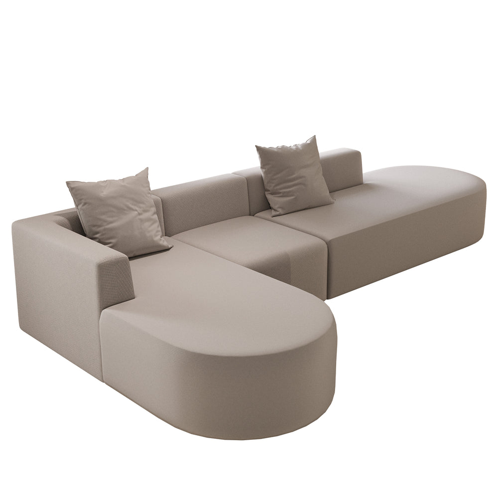 English Elm L Shaped Modular Sectional Sofa - 5-Seater Camel Corduroy Couch With Movable Ottoman, No Assembly W3670S00004