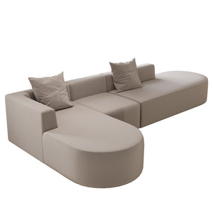 English Elm L Shaped Modular Sectional Sofa - 5-Seater Camel Corduroy Couch With Movable Ottoman, No Assembly W3670S00004