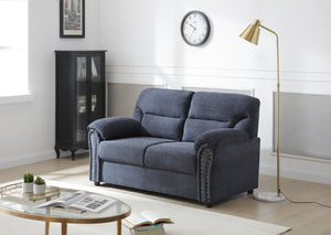 English Elm Hamilton Love Seat with Chenille Upholstery, Nailhead Trim and Pillow Arms for Classic Comfort Blue 33 L x 61 W x 23 H B078P349531