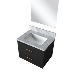 English Elm Black Single Bath Vanity 24" W x 18" D with Acrylic Top, Soft-Close Cabinet & 18" Frameless Mirror B2731S01421