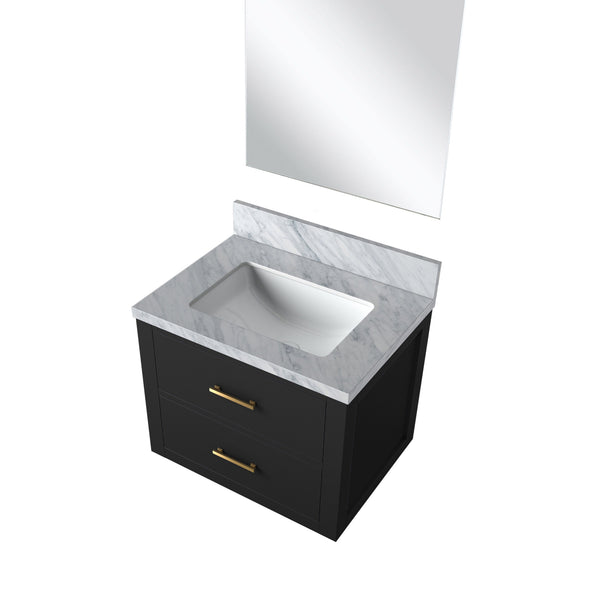 English Elm Black Single Bath Vanity 24" W x 18" D with Acrylic Top, Soft-Close Cabinet & 18" Frameless Mirror B2731S01421