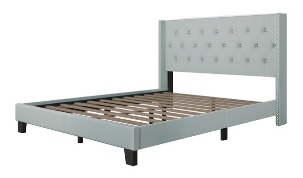 English Elm Modern Wingback Platform Bed Linen Upholstered Diamond Tufted Headboard No Box Spring B2771P498529