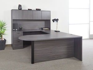 OSP Home Furnishings Napa U Shaped Executive Workstation with Locking Storage and Integrated Wire Management NAPSGW-TYP18L