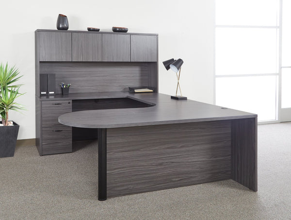 OSP Home Furnishings Napa U Shaped Executive Workstation with Locking Storage and Integrated Wire Management NAPSGW-TYP18L