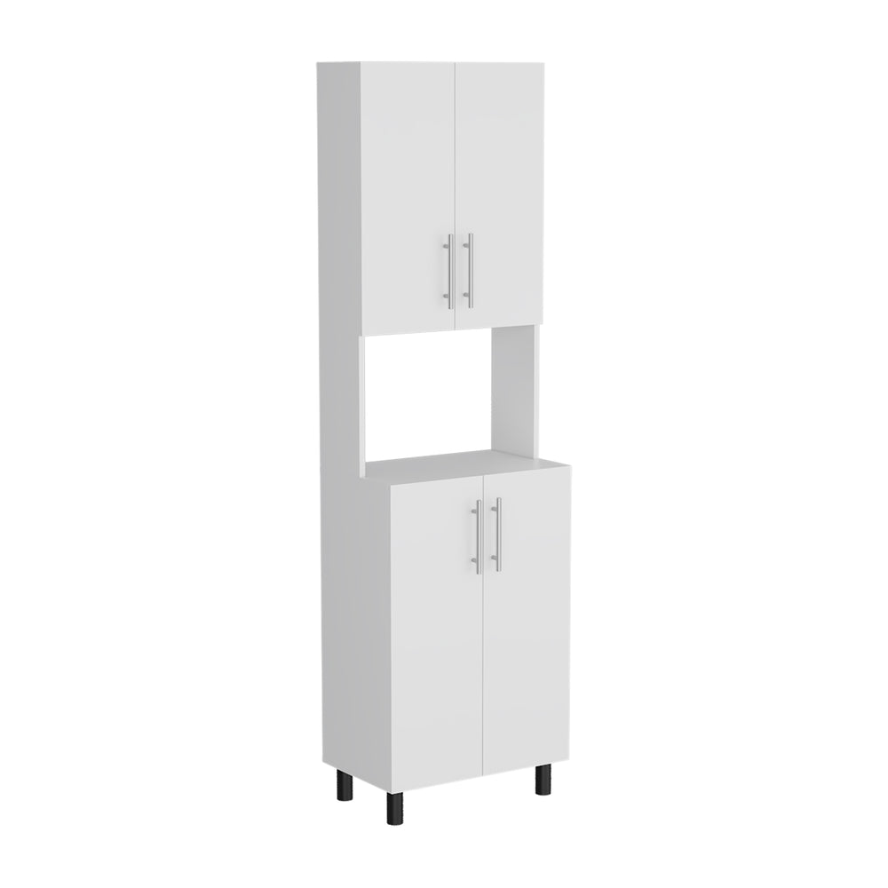 English Elm Kitchen Pantry Modern Engineered Wood Cabinet with 2 Doors, 8 Shelves, 4 Legs for Organized Storage White 45.67 L x 23.62 W x 5.12 H B097P296843