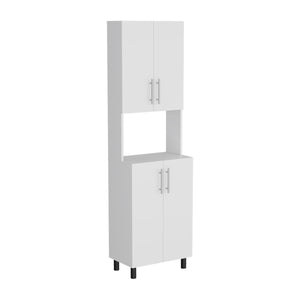 English Elm Kitchen Pantry Modern Engineered Wood Cabinet with 2 Doors, 8 Shelves, 4 Legs for Organized Storage White 45.67 L x 23.62 W x 5.12 H B097P296843