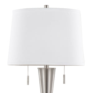 English Elm Jules Brushed Nickel Orb Base Table Lamp Set with Linen Shade and Usb Charging Port B202P224212