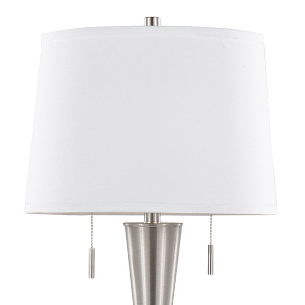 English Elm Jules Brushed Nickel Orb Base Table Lamp Set with Linen Shade and Usb Charging Port B202P224212