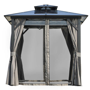English Elm Outdoor Grill Gazebo 8X8Ft - Stylish Hardtop Bbq Shelter With Uv Protection & Storage Hooks For Patio W765P269610-GIGA