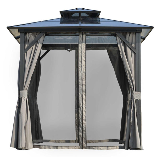 English Elm Outdoor Grill Gazebo 8X8Ft - Stylish Hardtop Bbq Shelter With Uv Protection & Storage Hooks For Patio W765P269610-GIGA