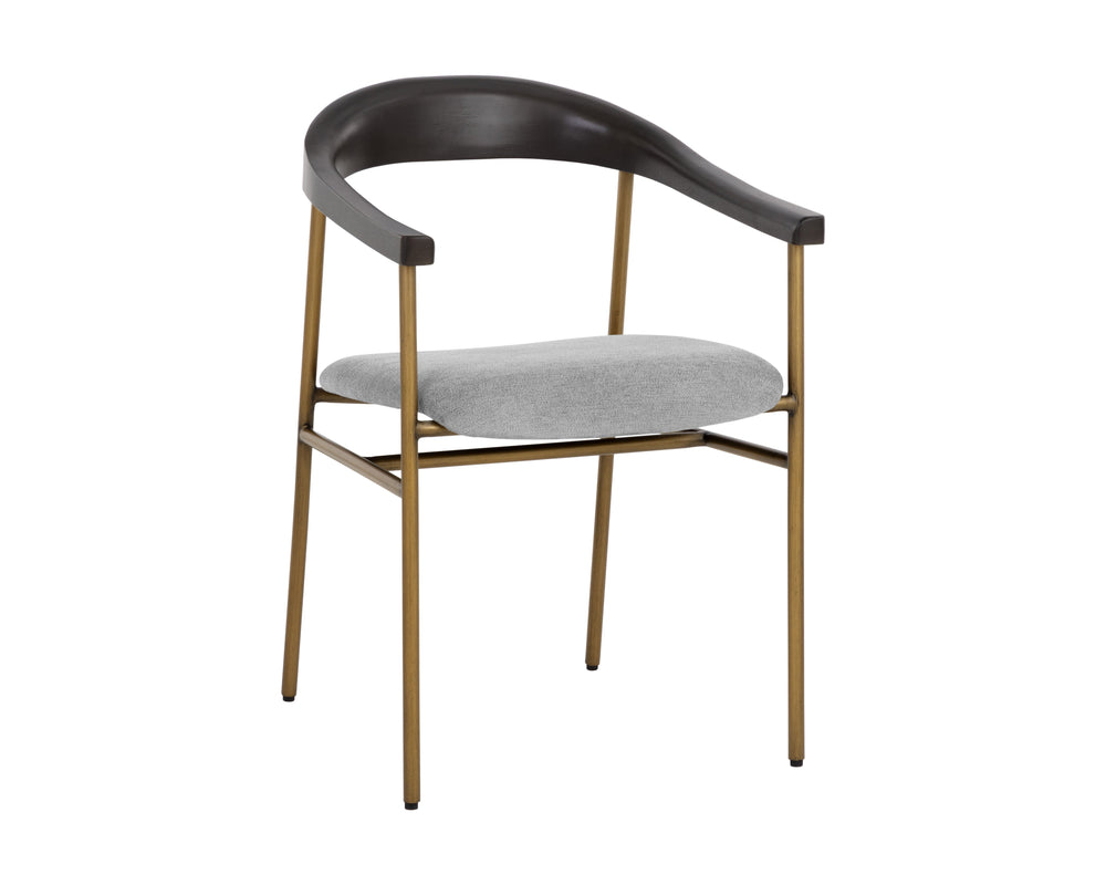 Sunpan Giorgio Mid-Century Modern Dining Armchair with Antique Brass Legs and Durable Performance Fabric