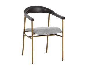 Sunpan Giorgio Mid-Century Modern Dining Armchair with Antique Brass Legs and Durable Performance Fabric